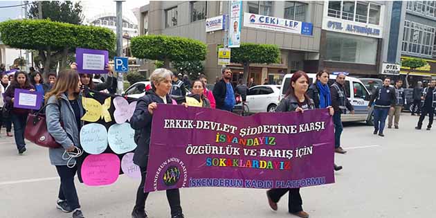 Kadına şiddete protesto İskenderun