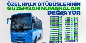 Özel Halk Otobüslerinde Numara Değişikliği