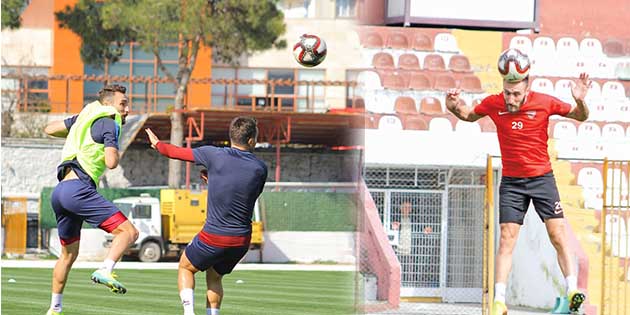 Hatayspor, Cumartesi günkü maç hazırlıkları kapsamında hava toplarına önem verdi.