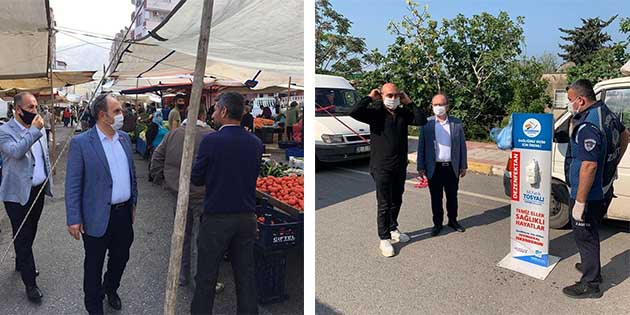 Pazar Yerlerinde Sıkı Denetimler İskenderun Belediyesi Zabıta Müdürlüğü ekiplerinin, koronavirüs