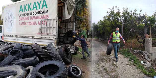 Ömrünü Tamamlamış Lastikler Geri Dönüşüme Samandağ Belediyesi tarafından geri dönüşüm