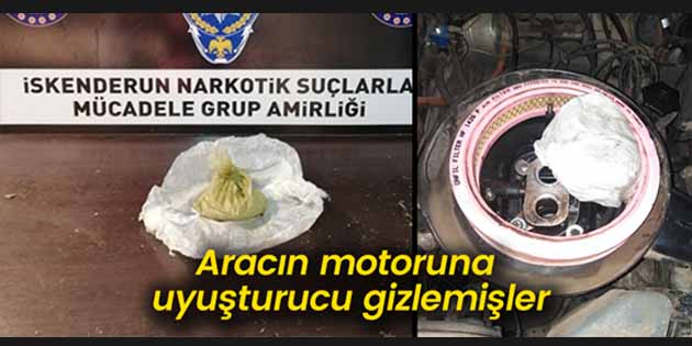 Aracın Motor Kısmında Uyuşturucu Çıktı İskenderun’da, Kaçakçılık Organize Suçlar Bürosu