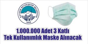 1.000.000 Adet 3 Katlı Tek Kullanımlık Maske Alınacak