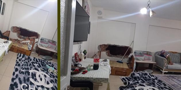 Aile, gece misafirliğe gitti. Döndüklerinde, bebeğin yatağının yanındaki duvarı, iş