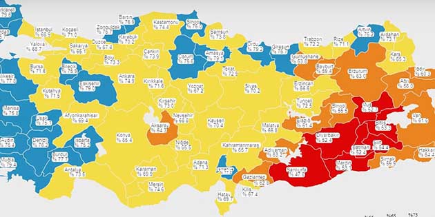 İlimiz genelinde 18 yaş ve üzeri nüfusta aşılama oranı %