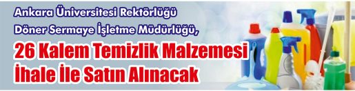 &nbsp;&nbsp;&nbsp;&nbsp;&nbsp; Ankara Üniversitesi Rektörlüğü Döner Sermaye İşletme Müdürlüğü, 26 kalem