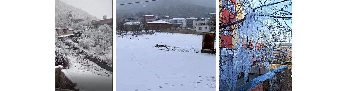 Hatay’da yılın ilk karı yağdı, Amanoslar beyaza büründü. Dörtyol, Belen,