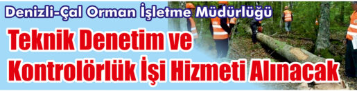 &nbsp;&nbsp;&nbsp;&nbsp;&nbsp; Denizli-Çal Orman İşletme Müdürlüğü, Teknik denetim ve kontrolörlük işi