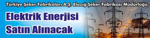 &nbsp;&nbsp;&nbsp;&nbsp;&nbsp; Türkiye Şeker Fabrikaları A.Ş. Elazığ Şeker Fabrikası Müdürlüğü, Elektrik