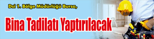 &nbsp;&nbsp;&nbsp;&nbsp;&nbsp; Dsi 1. Bölge Müdürlüğü Bursa, Bina tadilatı yaptıracak &nbsp;&nbsp;&nbsp;&nbsp;&nbsp;