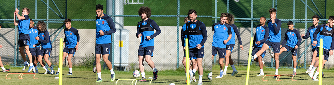 Hatayspor futbolcuları, dün sabah dar alan çalışması yaptı. Bordo-Beyazlılar, Teknik