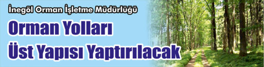 &nbsp;&nbsp;&nbsp;&nbsp;&nbsp; İnegöl Orman İşletme Müdürlüğü, Orman yolları üst yapısı yaptıracak.