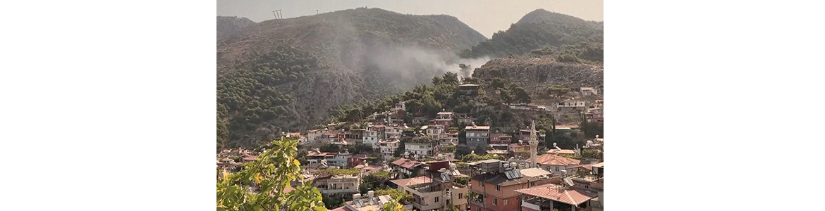 Orman yangını karadan havadan müdahaleyle söndürüldü       Habib-i Neccar Dağı