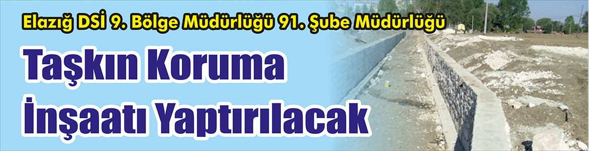 Taşkın Koruma İnşaatı Yaptırılacak Elazığ DSİ 9. Bölge Müdürlüğü 91. Şube Müdürlüğü, Taşkın