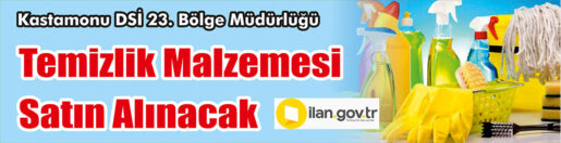 &nbsp;&nbsp;&nbsp;&nbsp;&nbsp; Kastamonu DSİ 23. Bölge Müdürlüğü, Temizlik malzemesi satın alacak.