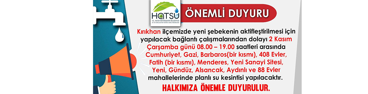 Yeni şebeke aktifleştiriliyor Hatay