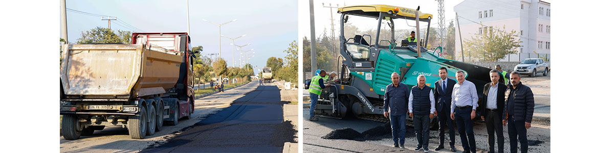 Tayfur Sökmen Bulvarına Beton Asfalt Hatay Büyükşehir Belediyesi asfalt ekipleri,