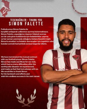 Hatayspor’da Simon Falette Ayrılığı