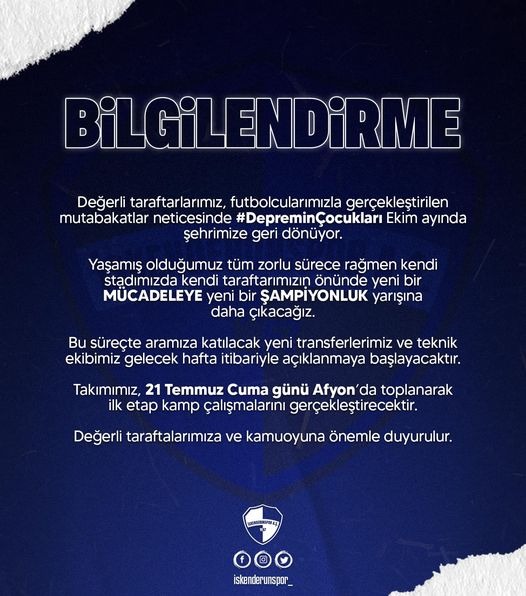 İlimiz 1.ligi ekibi İskenderunspor