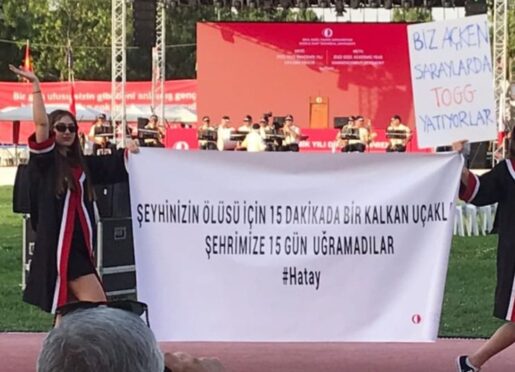 ODTÜ Mezuniyet Töreninde Hatay Pankartı