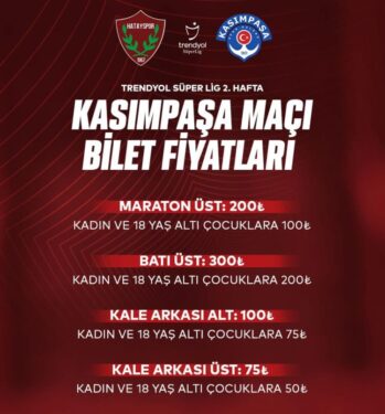 Hatay – Kasımpaşa maç biletleri satışa çıktı