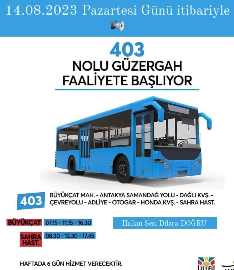 403 No’lu otobüs yarın devrede