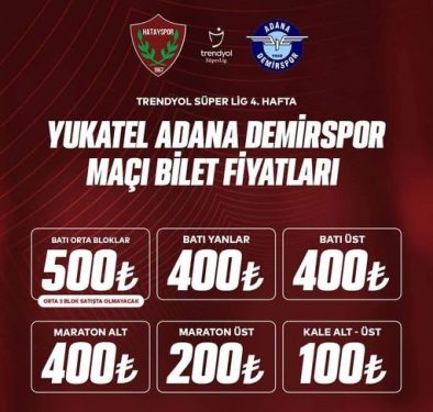 Hatayspor-Adana Demirspor maçı biletleri satışa çıktı