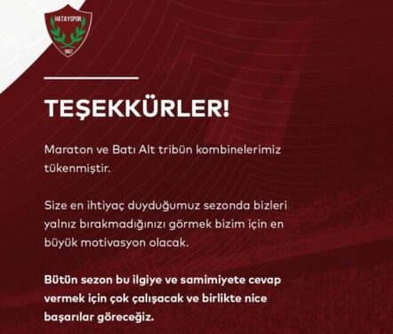 Hatayspor kombine biletleri tamamı satıldı