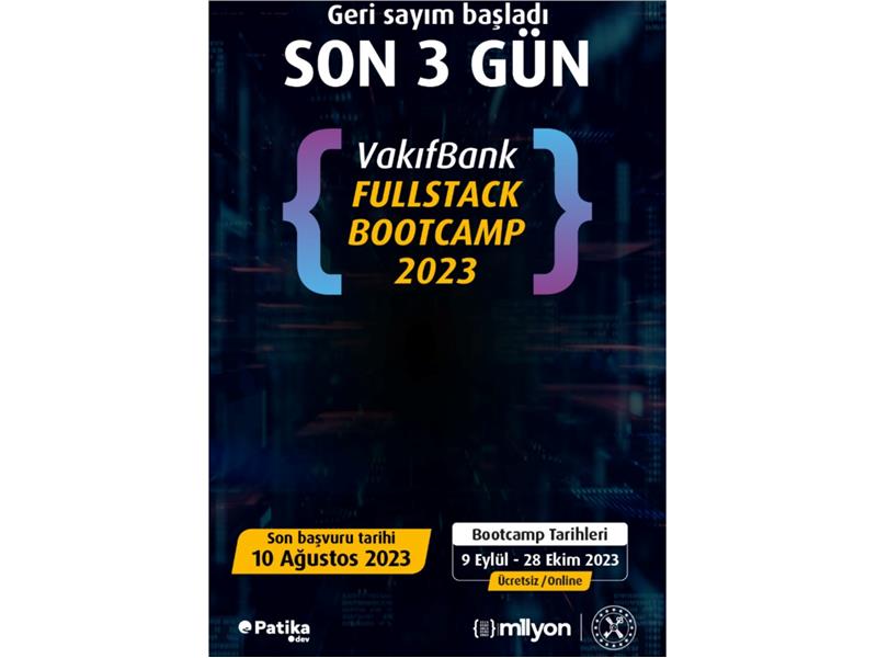 VakıfBank Fullstack Bootcamp 2023’e başvurular 10 Ağustos’ta sona erecek