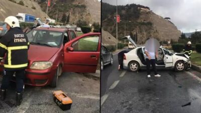 Belen'de iki otomobilin çarpışması şeklinde yaşanan trafik kazasında 5 kişi