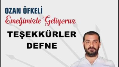 Defne CHP’de ilçe başkanı seçilen Ozan Öfkeli partililere teşekkür etti.