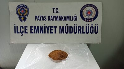 Hatay’ın Payas ilçesinde üzerinde 61,60 gram kannabinoid ele geçirilen zanlı