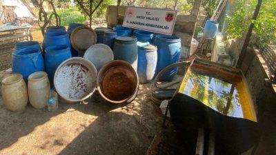 Hatay’ın Defne ilçesinde düzenlenen sahte içki operasyonunda 2 zanlı gözaltına
