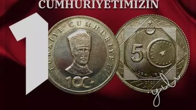 Cumhuriyetin 100 yıl anısına 5 TL değerin de madeni hatıra