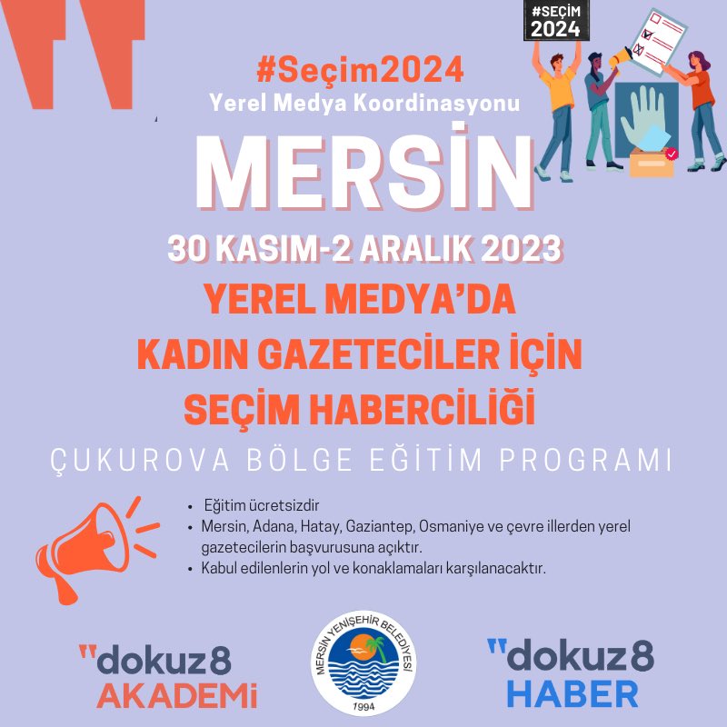 “Yerel Medya’da Kadın Gazeteciler İçin Seçim Haberciliği” eğitimi Mersin’de yapılacak