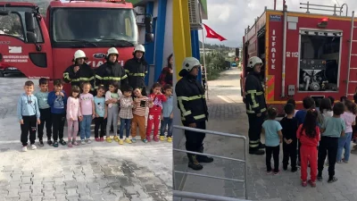 Hatay Büyükşehir Belediyesi itfaiye ekipleri Samandağ Özel Arı Kovanı Anaokulu