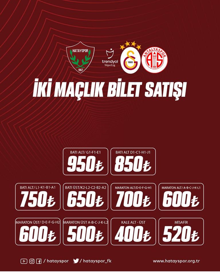 Hatayspor’un 2 maçlık bilet satışı çıktı