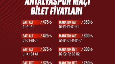 1 Aralık Cuma günü Mersin’de oynanacak Hatayspor-Antalyaspor maçı biletleri satışa