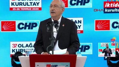 CHP Lideri Kemal Kılıçdaroğlu Partisinin 38. olağan kurultayında yaptığı konuşmada