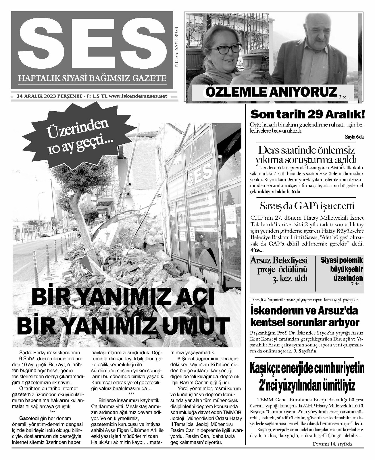 İskenderun SES gazetesi 10 ay sonra yayında