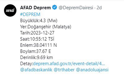 Malatya’da deprem! 4.3 şiddeti korkuttu