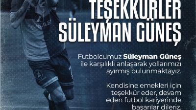 İskenderunspor kulübü forvet oyuncusu Süleyman Güneş ile yolların ayrıldığını açıkladı.