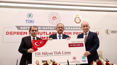 Galatasaray spor kulübü, Hatay’da depremzedeler için 100 konut yaptıracak.