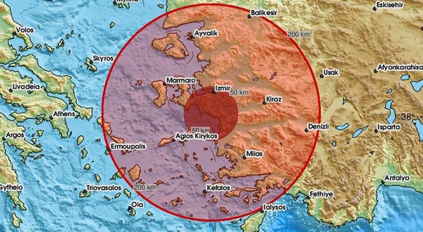 İzmir’de hissedilen şiddetli bir