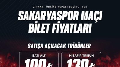 Hatayspor’un Ziraat Türkiye Kupası’nda Sakaryaspor ile karşılaşacağı maçın biletleri satışa