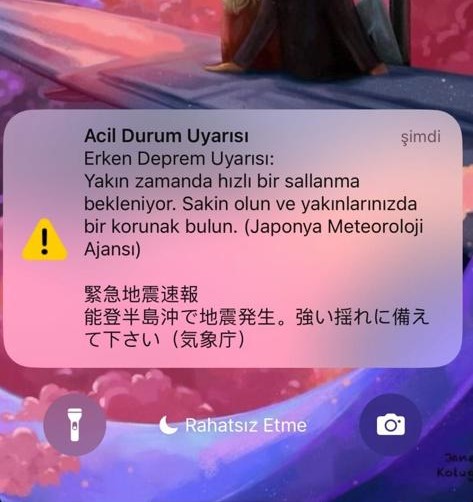 Japonlar deprem öncesi uyarıldı