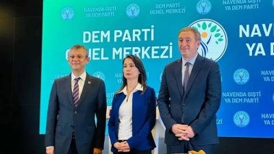 DEM Parti’nin Eş Genel Başkanları Tülay Hatimoğulları ve Tuncer Bakırhan,
