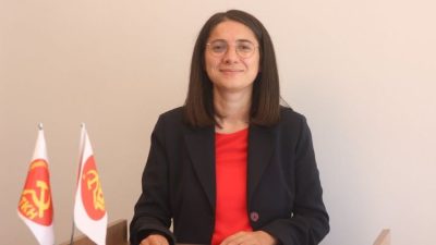 Türkiye Komünist Hareketi (TKH) Genel Başkanı Aysel Tekerek İsrail’i protesto