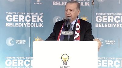 Cumhurbaşkanı Recep Tayyip Erdoğan yerel seçimler kapsamında ilk mitingini Zonguldak’ta