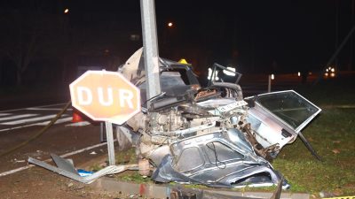 Hatay’ın Hassa ilçesinde meydana gelen trafik kazasında, aydınlatma direğine çarpan